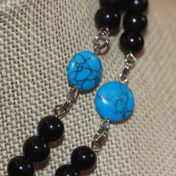 Rosary Vintage Turquois Stone Crucifix Catholic Silver Tone Cross - Picture 4 of 5